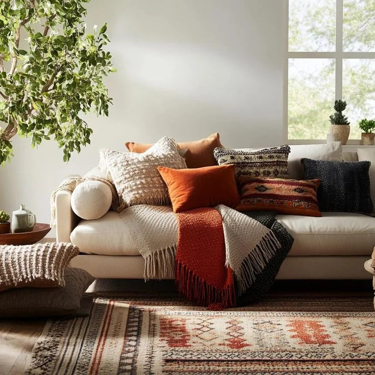 ideias criativas para decorar sofá com manta e almofadas