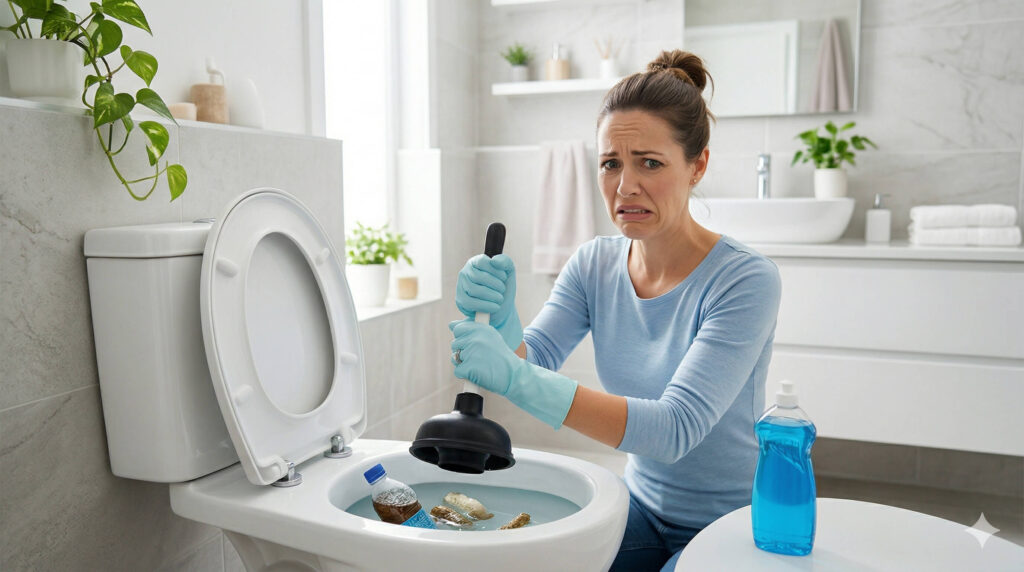 água quente vs. bicarbonato de sódio para desentupir vaso