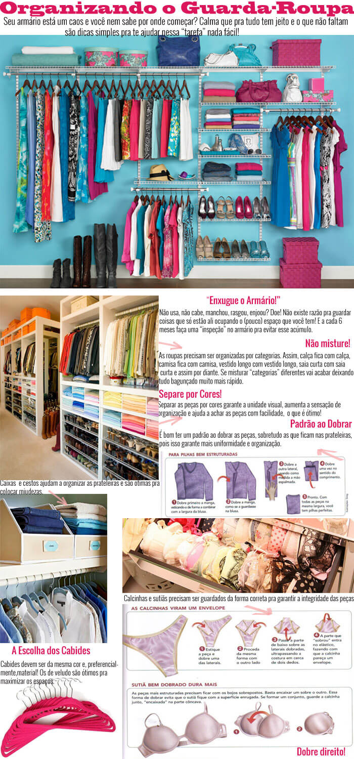 como organizar guarda roupa de tecido