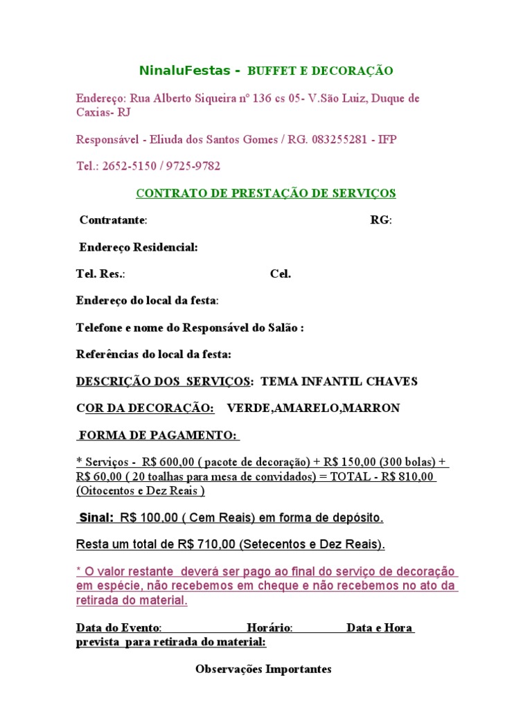 Decoração de Festa Infantil: Modelos de contrato para cada tipo de serviço