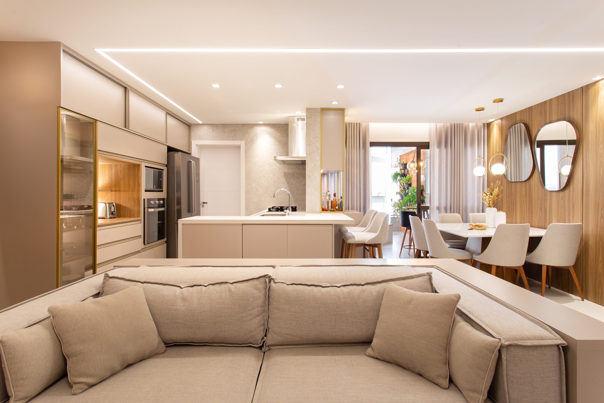 ideias de decoração com cor bege claro para sala