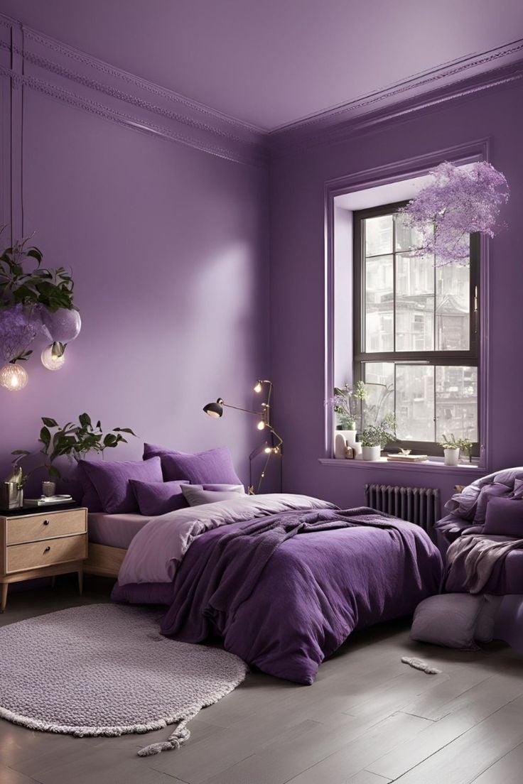 inspiração de decoração com tons lavanda