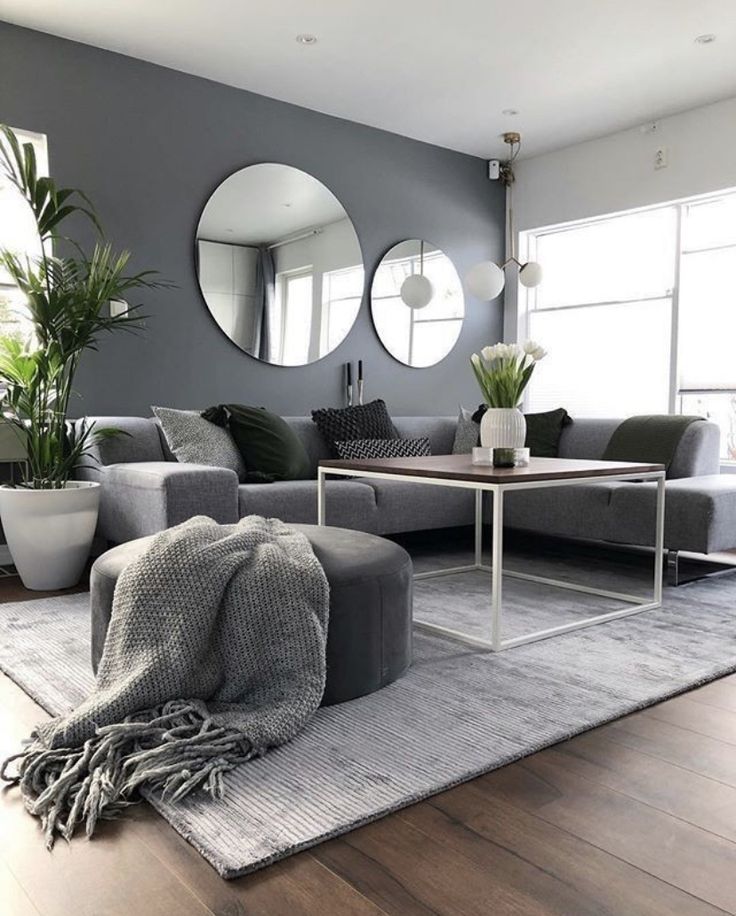 combinação cinza e verde sala