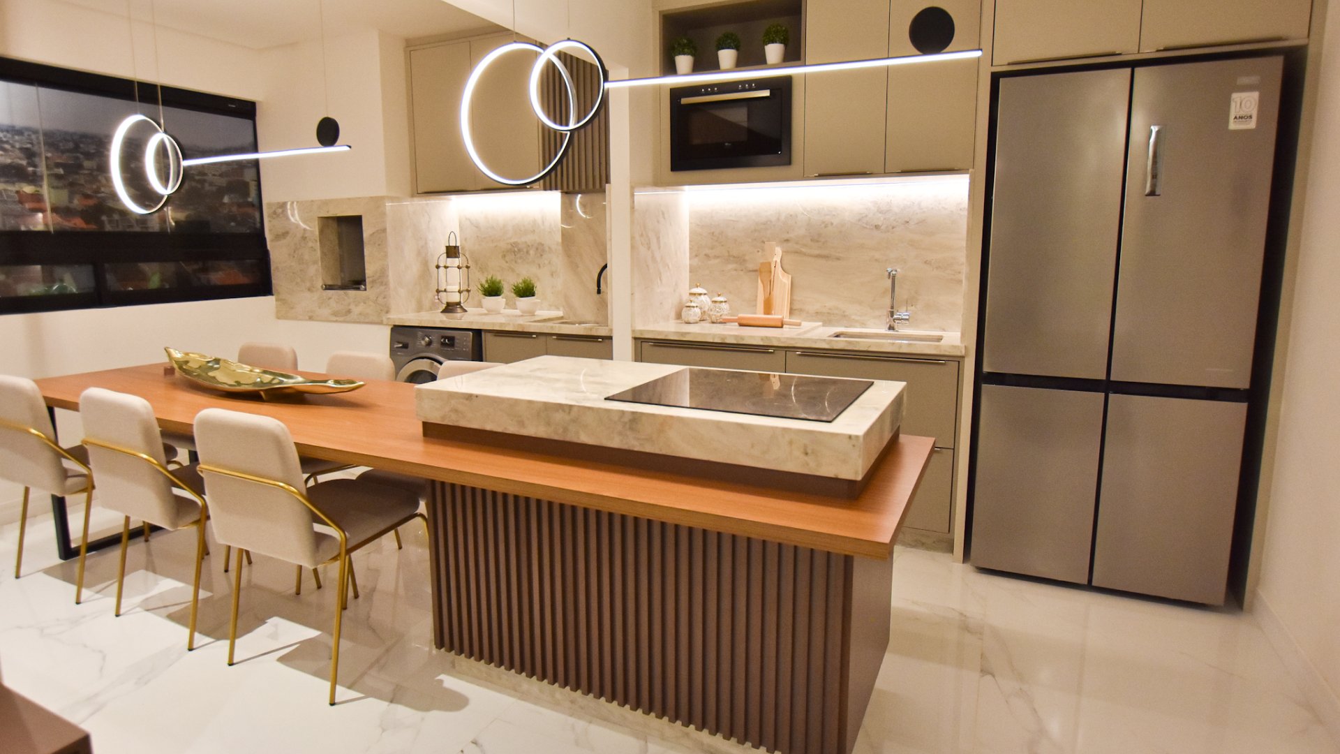 cozinha americana com sala de jantar