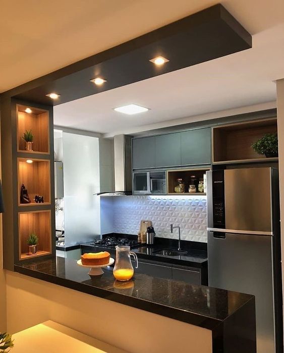 cozinha americana com mesa integrada