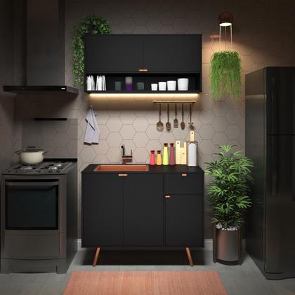 Cozinha Preto e Cobre: Equilíbrio entre Sofisticação e Aconchego