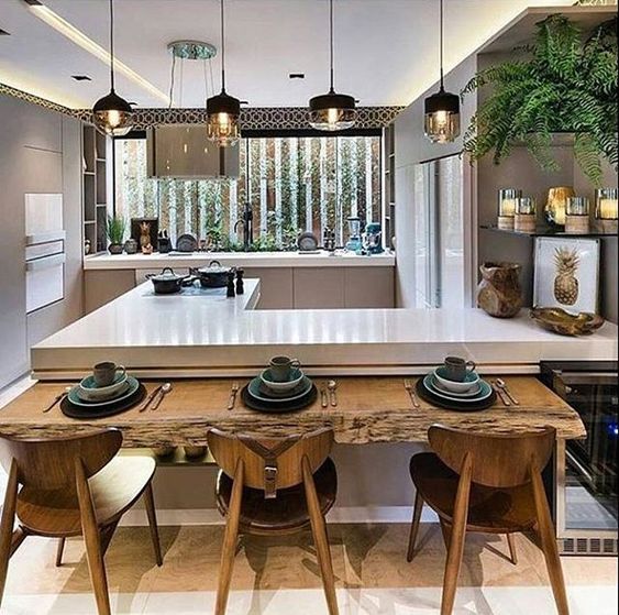 como integrar mesa de jantar em cozinha pequena