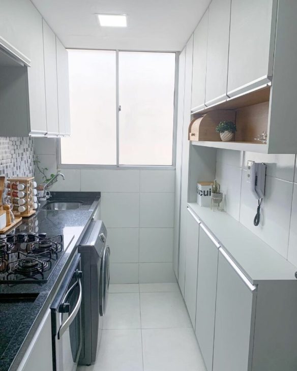 cozinha corredor estreita com bancada