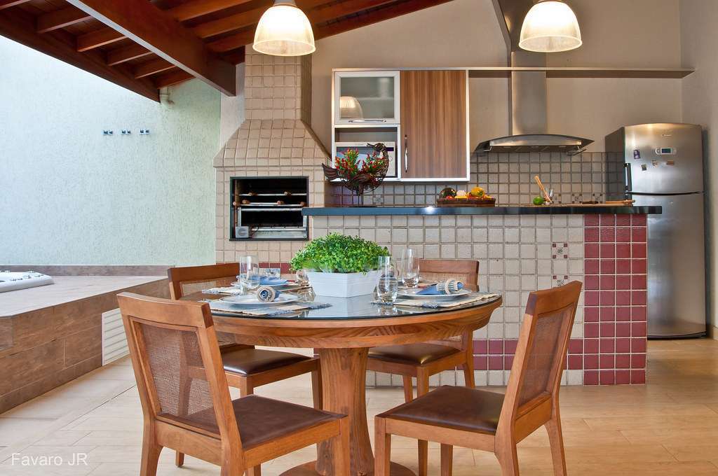 ideias de cozinha integrada com churrasqueira e sala