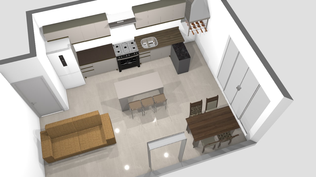 apartamento com cozinha integrada e churrasqueira