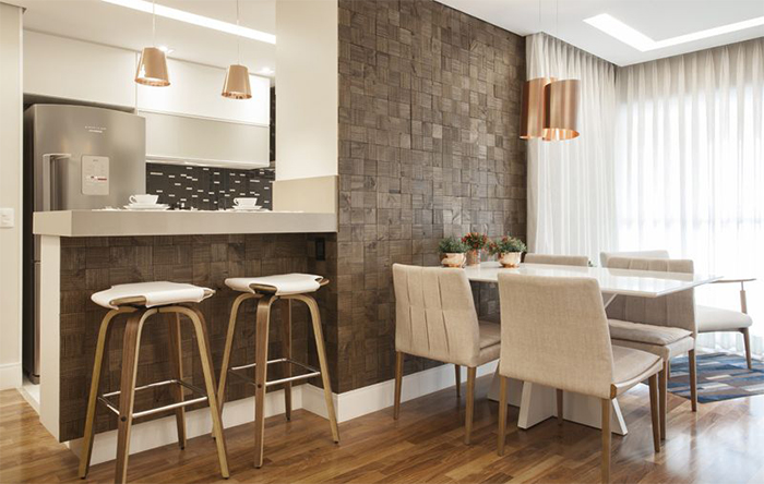 cozinha meia parede com sala integrada