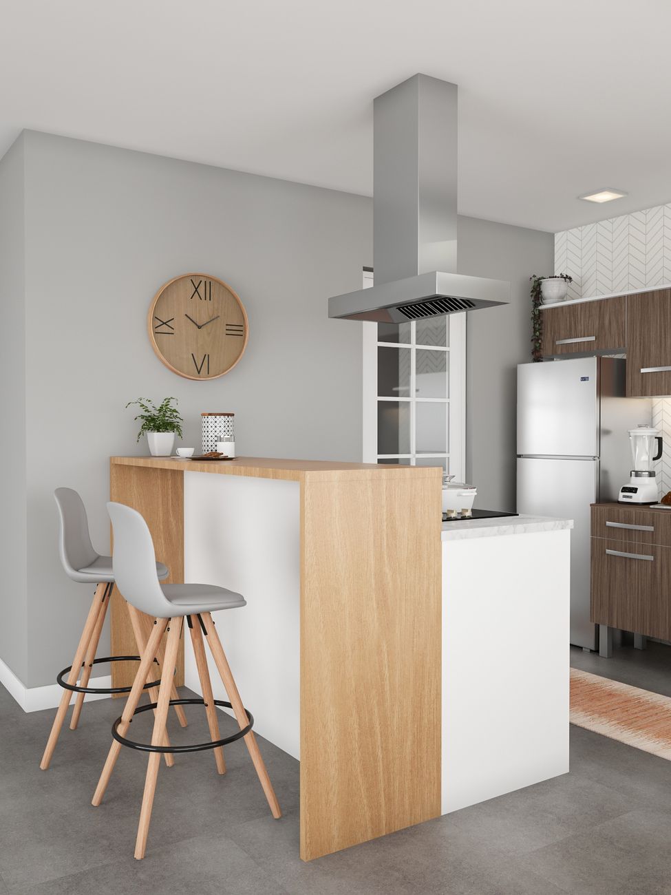 meia parede sala de jantar cozinha