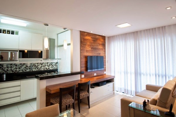 meia parede drywall cozinha sala