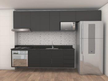 cozinha planejada preta com bancada