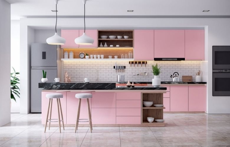 Cozinha rosa pastel