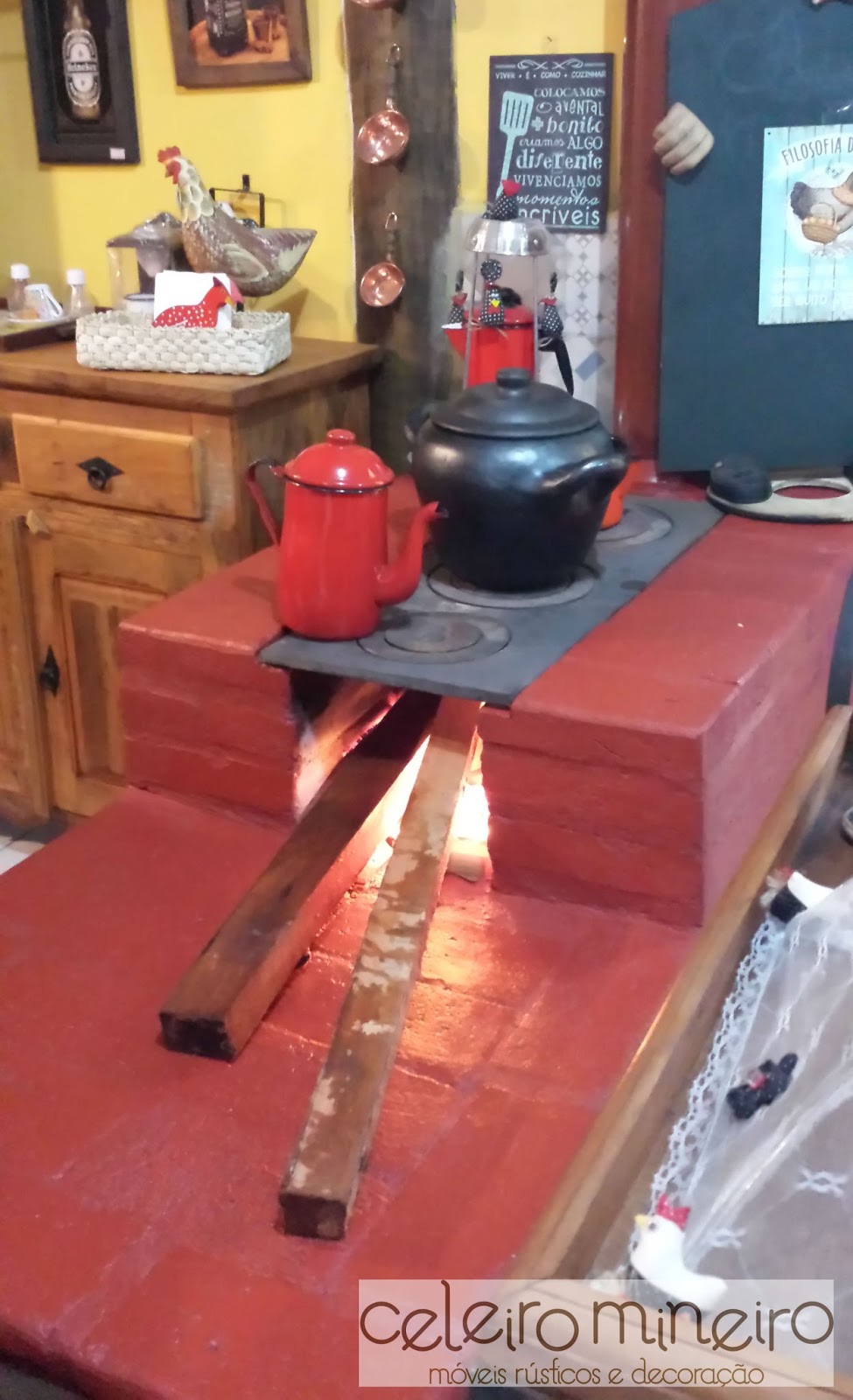 fogão a lenha moderno rústico