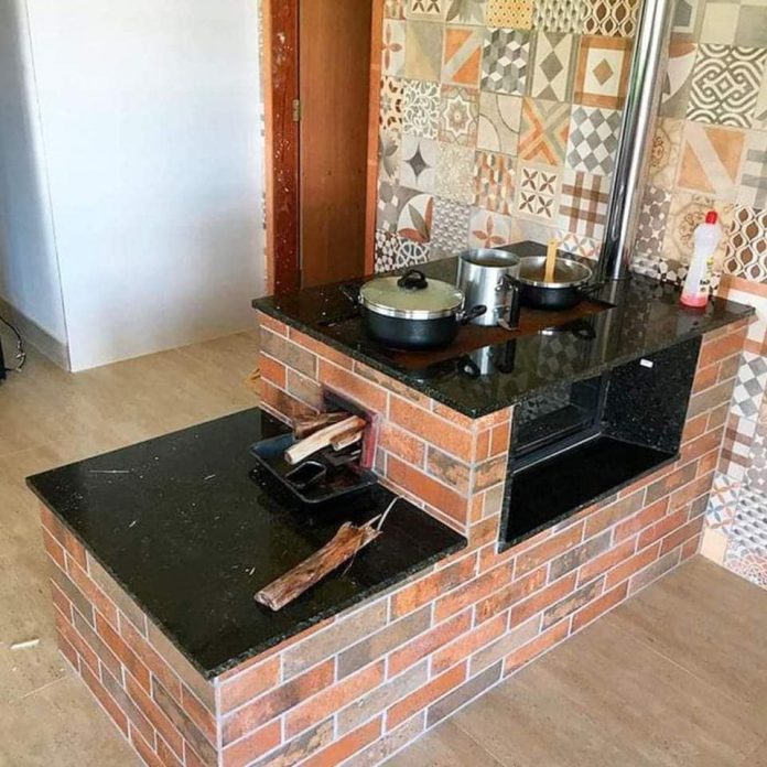 fogão a lenha para área gourmet rústica