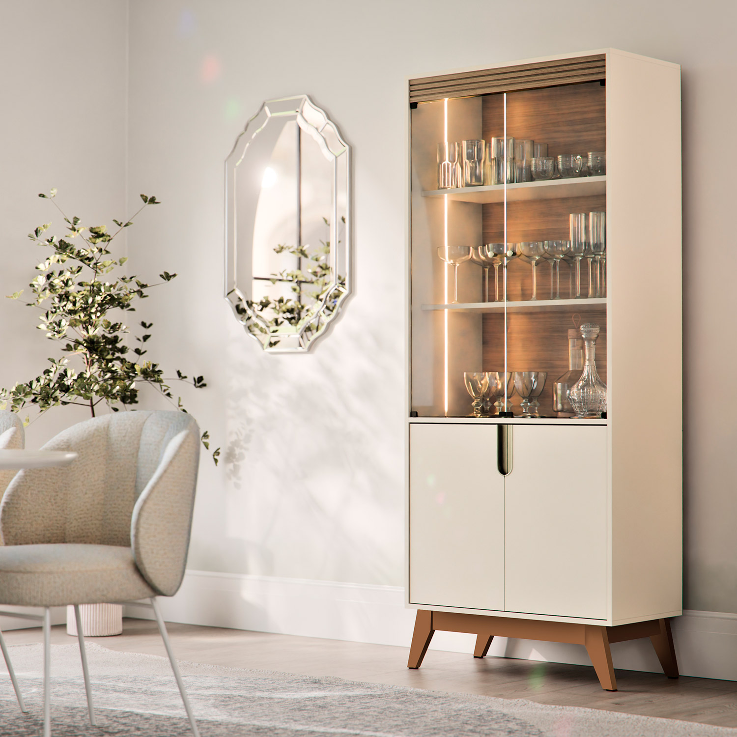 Cristaleira moderna com LED