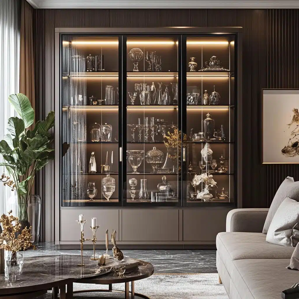 Cristaleira moderna em madeira