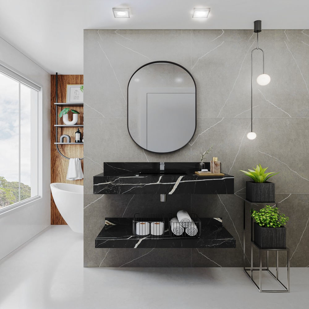Cuba esculpida em porcelanato 78cm moderna alto padrão