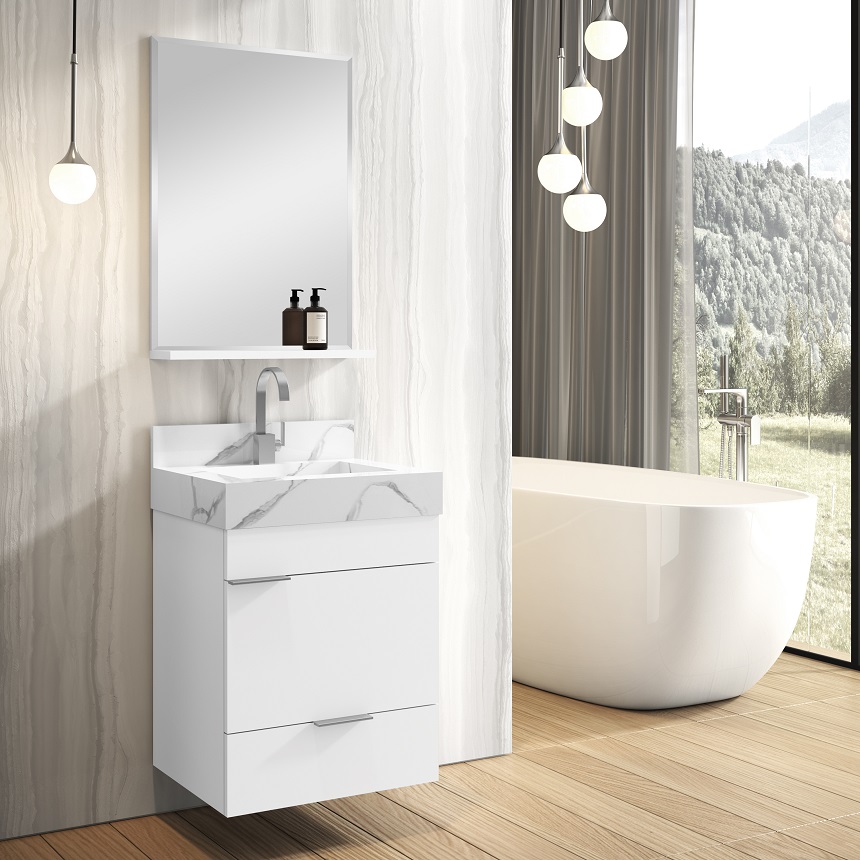 Lavatório em porcelanato com cuba esculpida slim GC