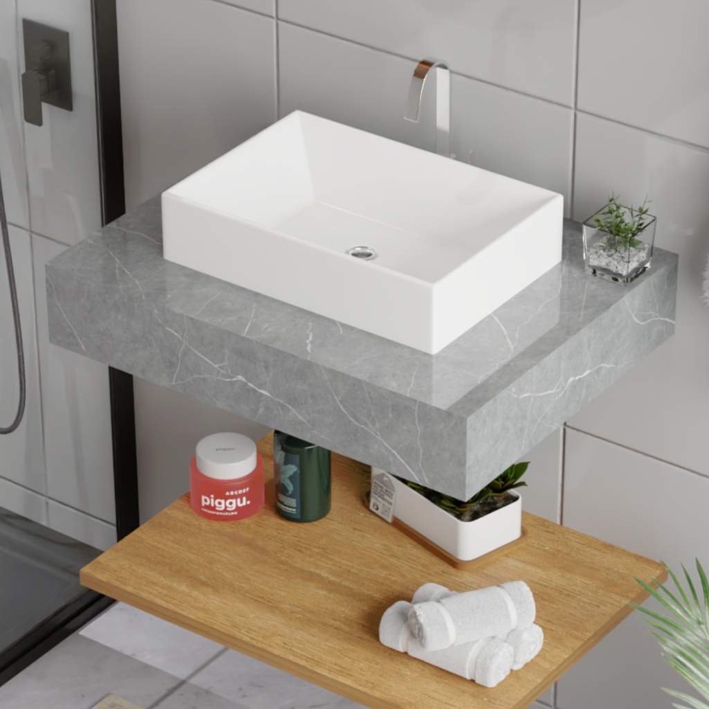 Lavatório em porcelanato com cuba esculpida slim GC