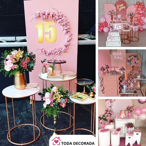 quanto custa uma decoração de 15 anos dourada