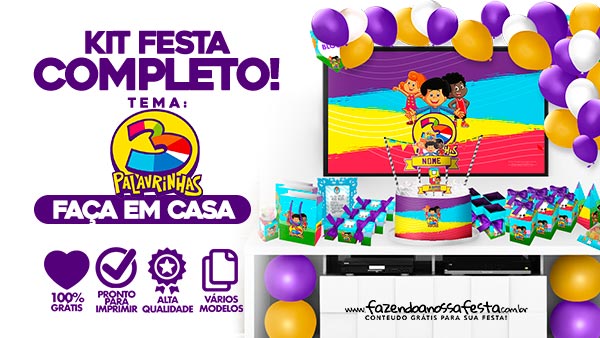 Inspirações de Painéis e Balões para uma Festa 3 Palavrinhas Inesquecível