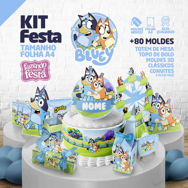 kit festa bluey só um bolinho versus decoração completa qual escolher