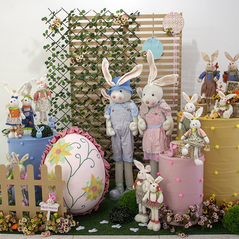 painel redondo tecido coelhinhos para festa pascoa