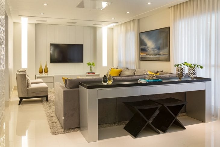 ideias de decoração aparador atrás do sofá