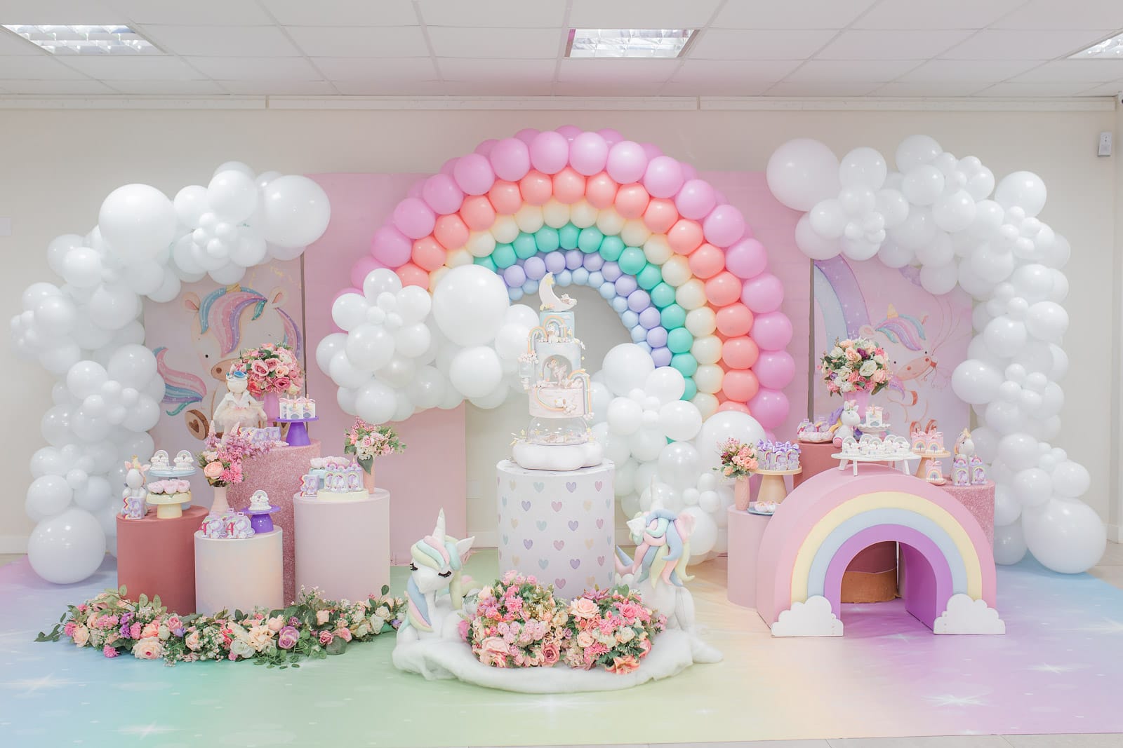 decoração arco iris cha de bebe