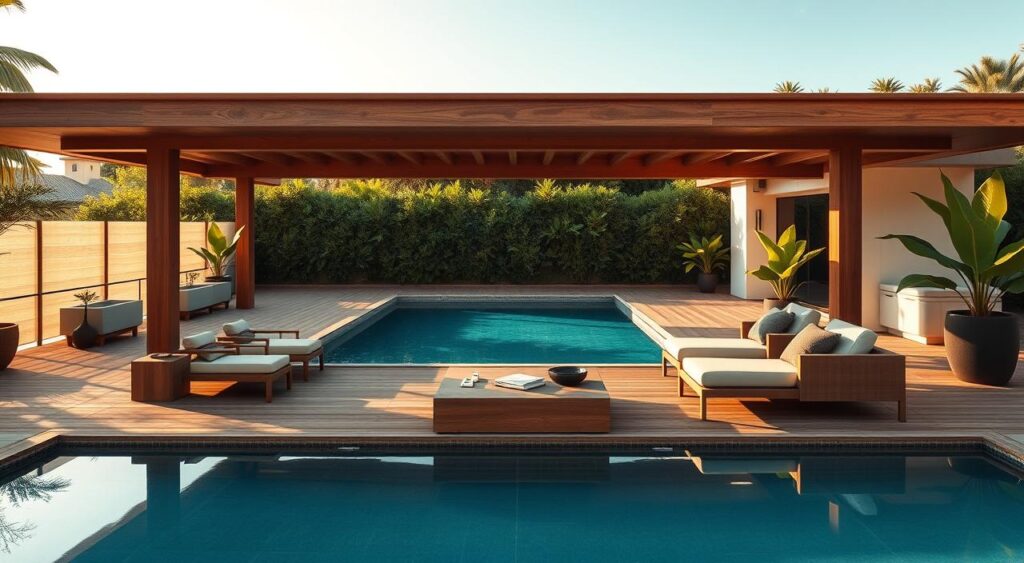 decoração area piscina