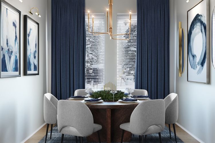 decoração azul e dourado