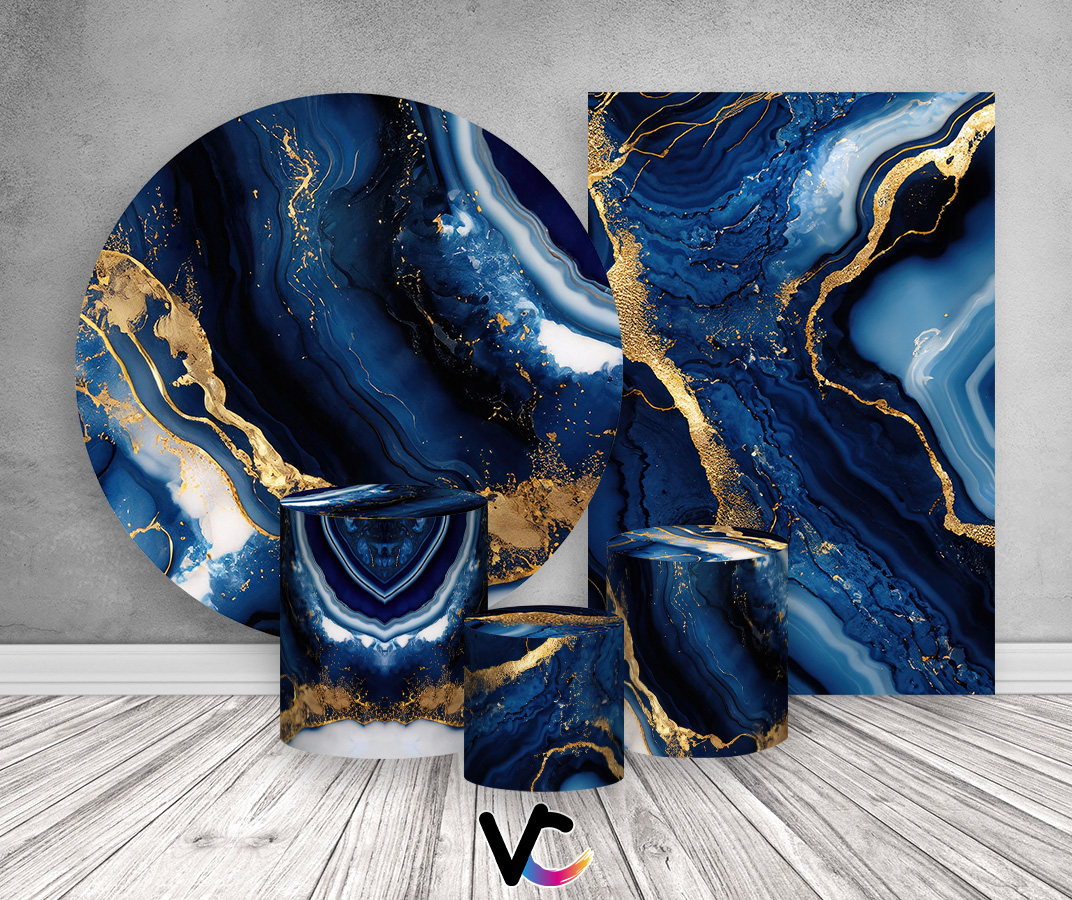 decoração azul e dourado