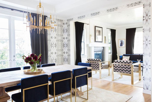 decoração azul e dourado