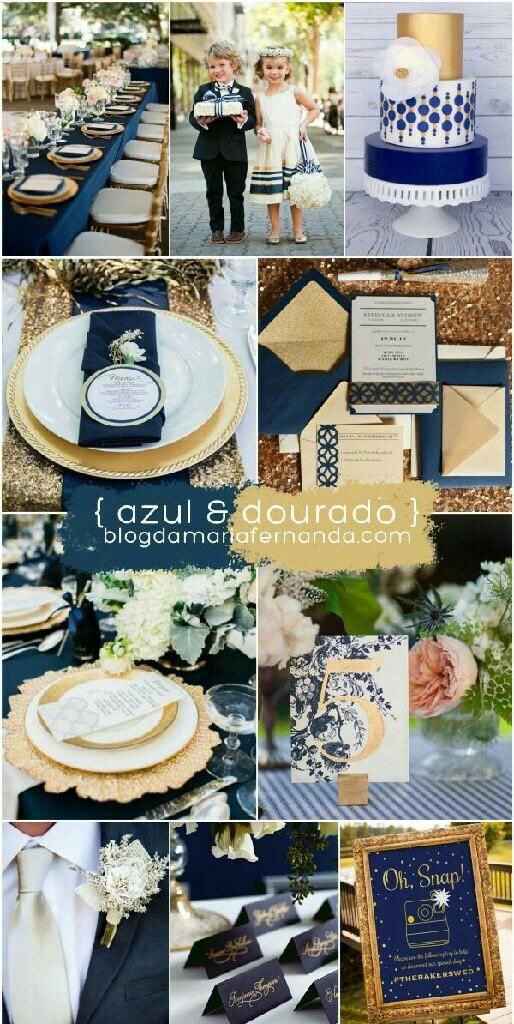 decoração azul e dourado