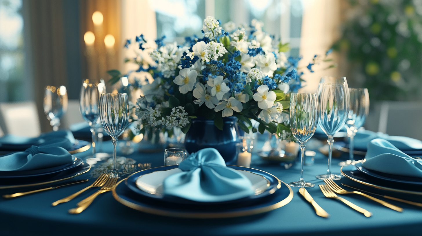 decoração azul e prata