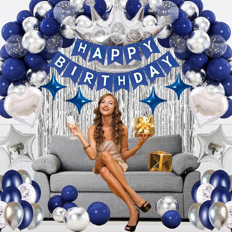 decoração azul e prata simples