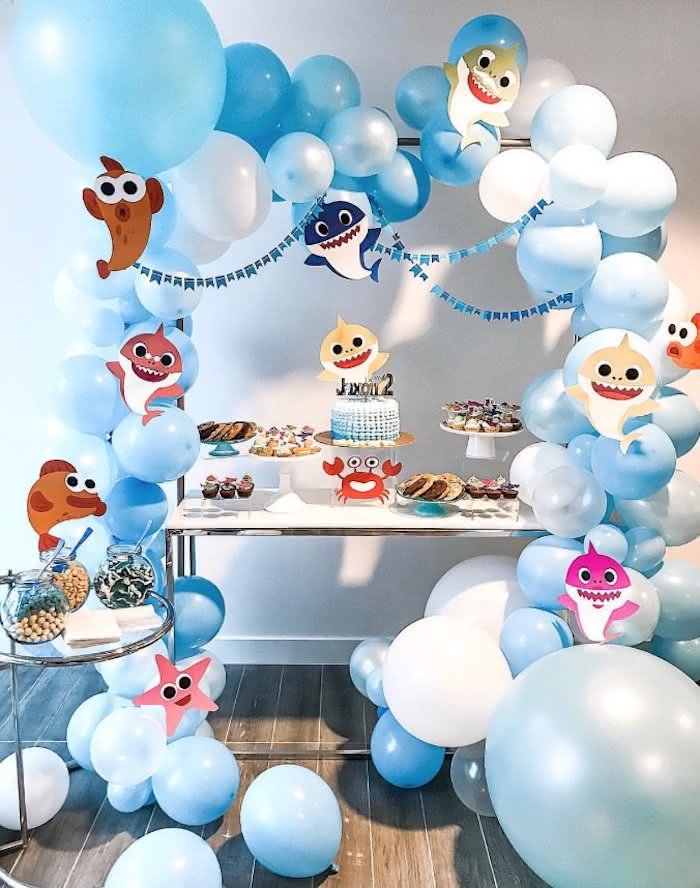 decoração baby shark azul