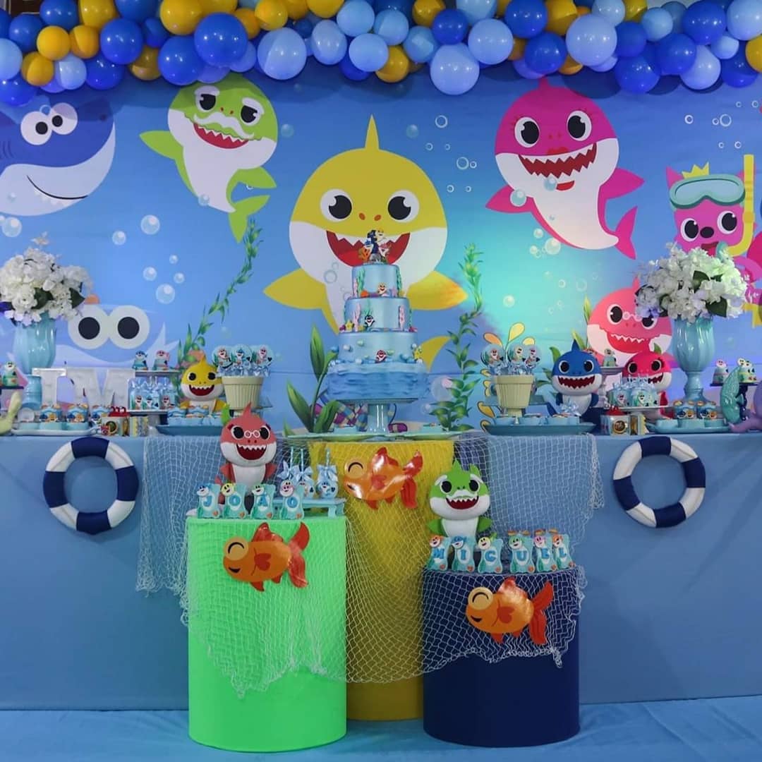 ideias criativas decoração baby shark azul