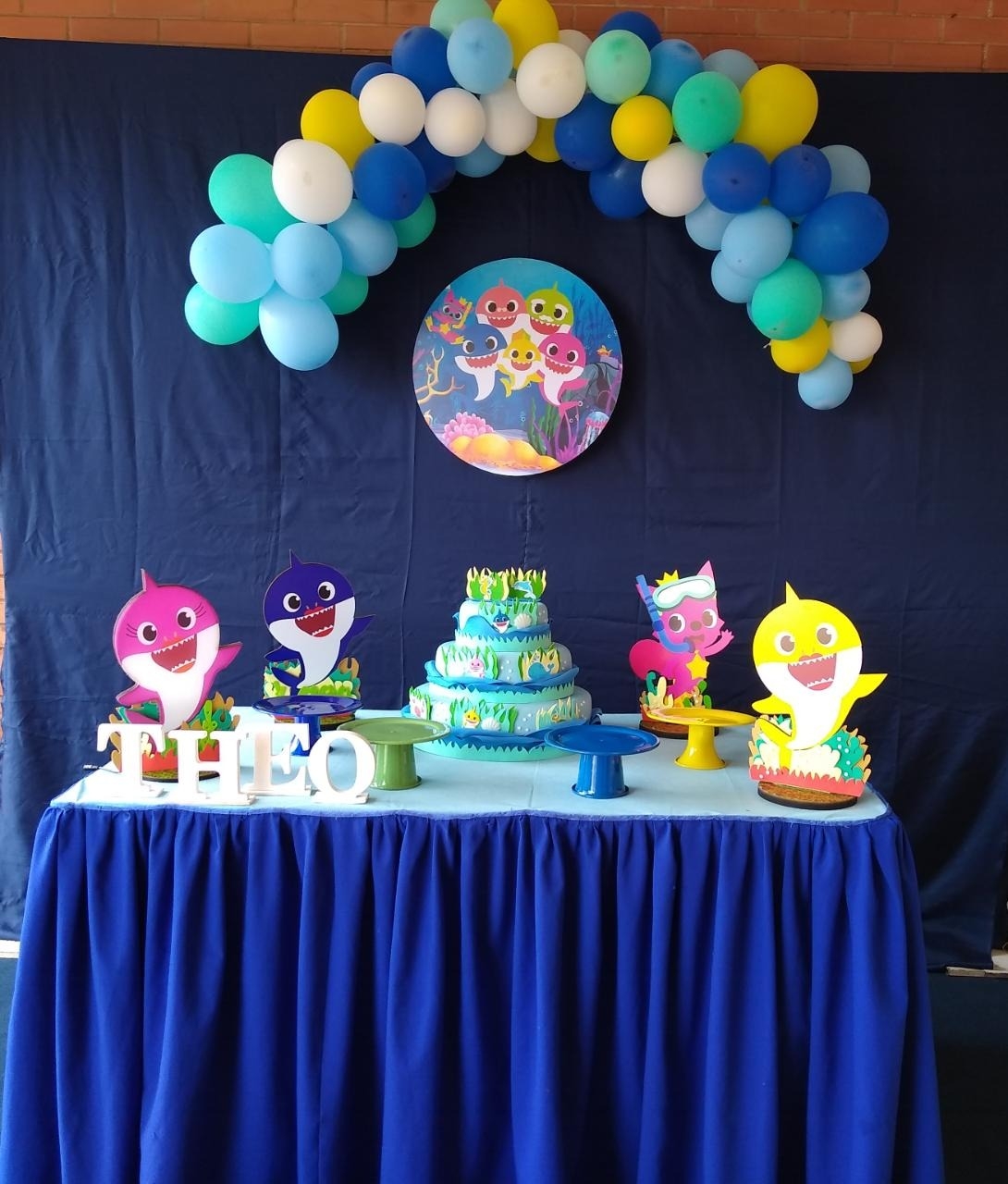 ideias criativas decoração baby shark azul