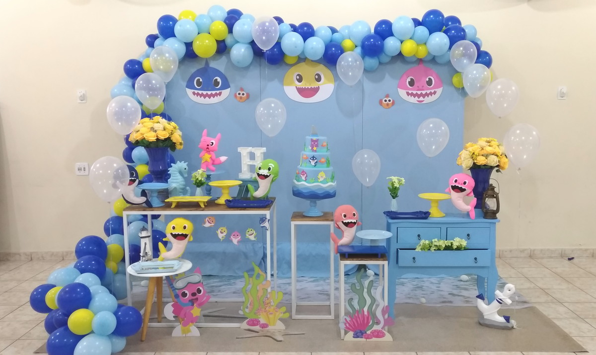 evitar erros decoração festa baby shark azul