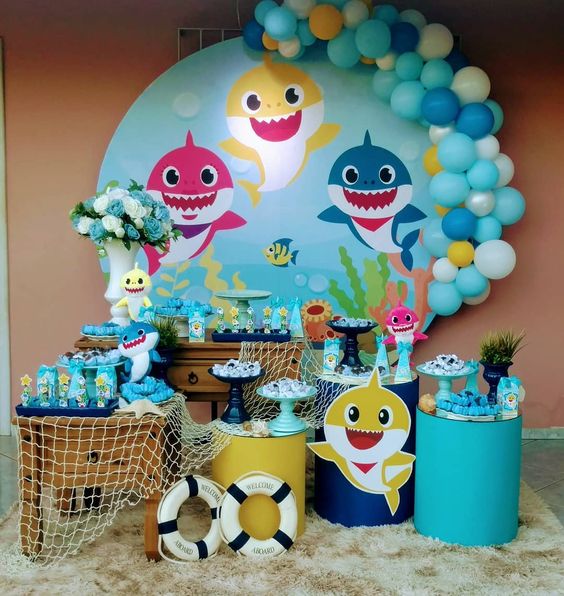 evitar erros decoração festa baby shark azul