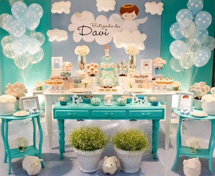 decoração batizado menino e menina vs batizado separado