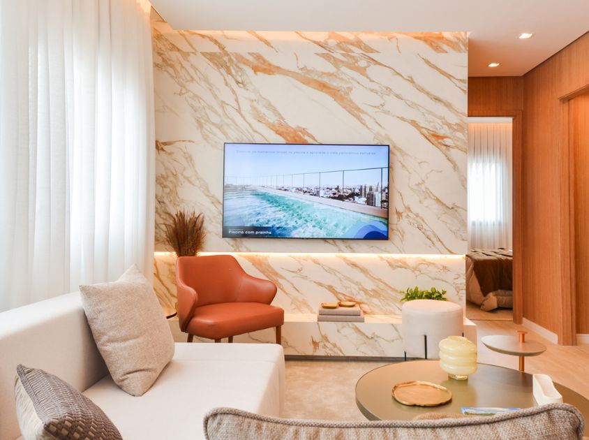 ideias decoração sala bege e branco