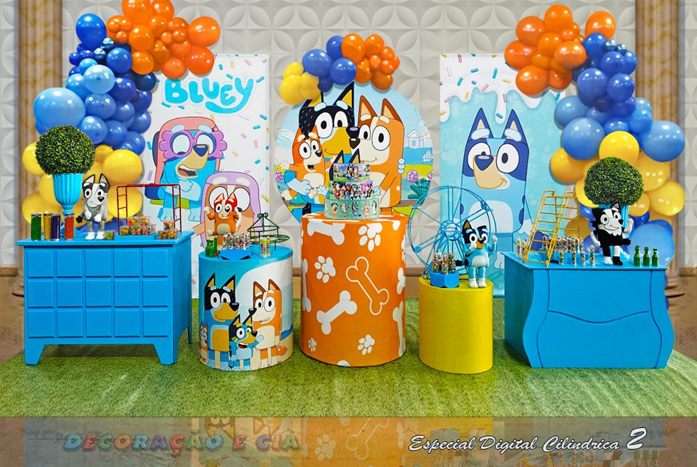 ideias criativas decoração festa bluey simples