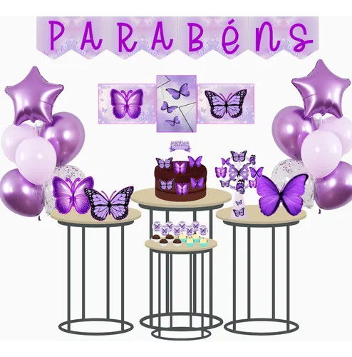 decoração borboleta lilas