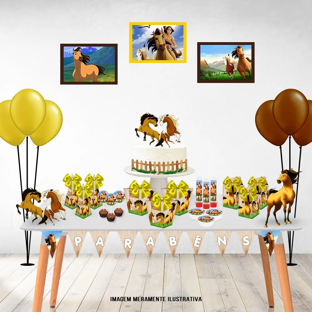 painel redondo temático spirit cavalo para festa