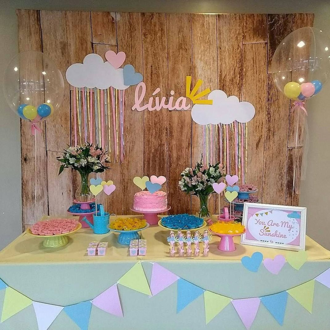 decoração cha de bebe chuva de amor simples